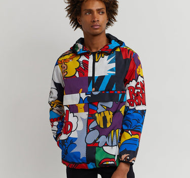 Comic Print Half-Zip Anorak