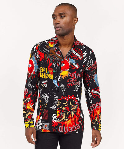 Fury Graffiti Allover Print Long Sleeve Shirt