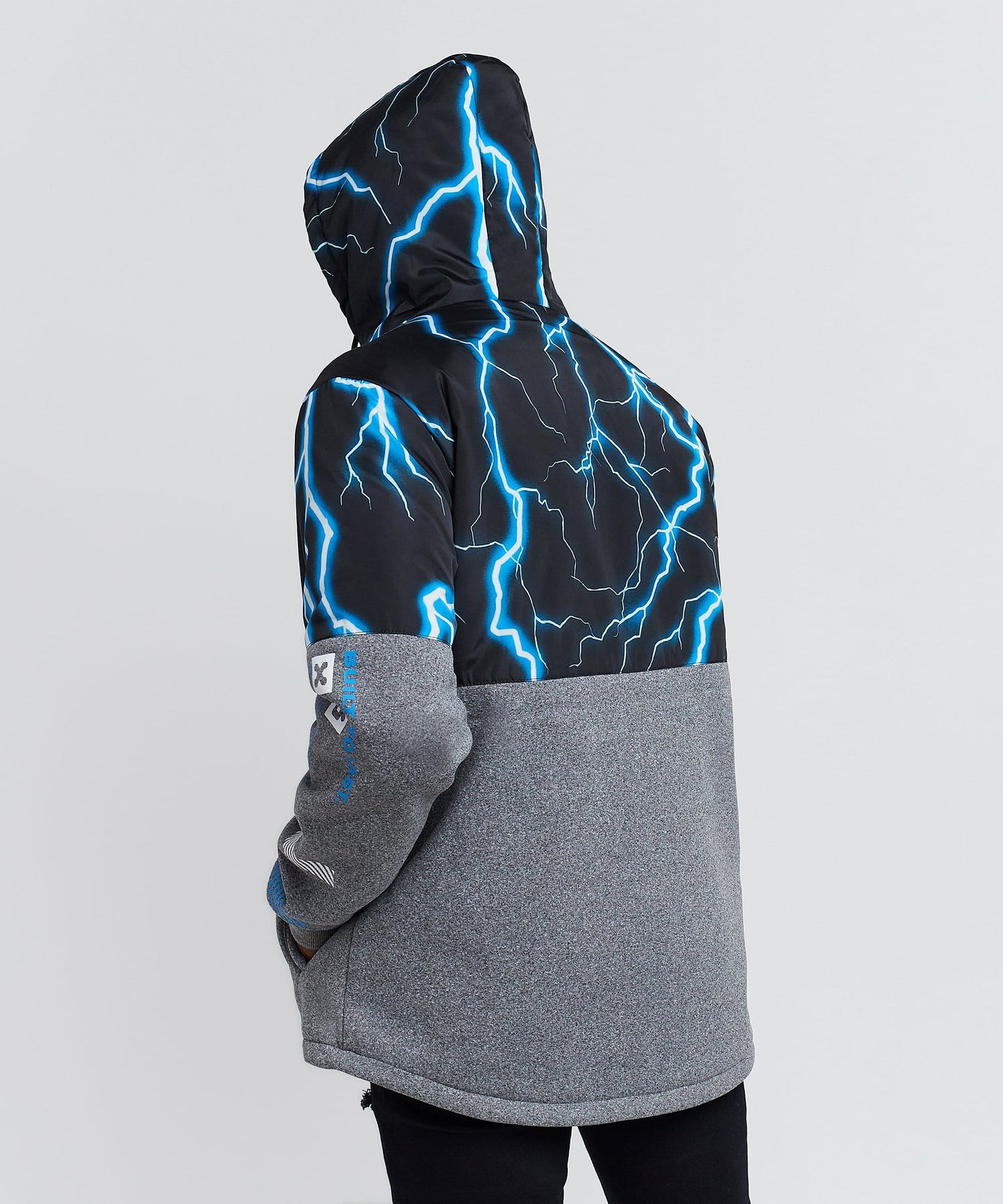 Lightning Bolt Hybrid Jacket with Hoodie Blue - L