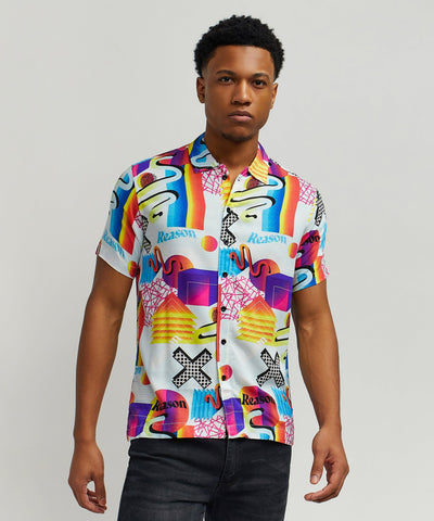 Geo Shape Allover Print Short Sleeve Shirt