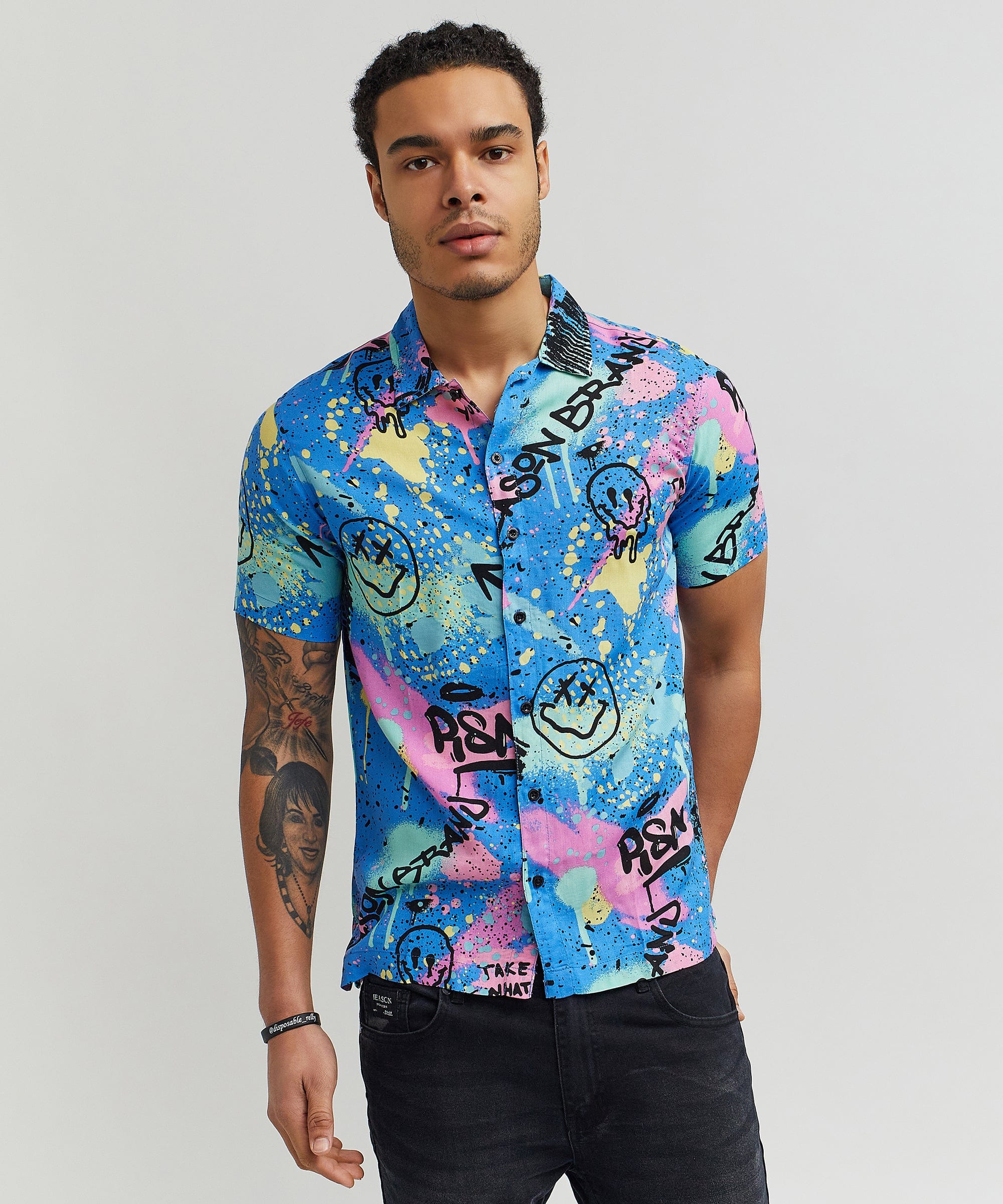 graffiti dress shirt Fresh Prints of Bel Air All Over Graffiti Size M Shirt Drill Clothing Co NWT