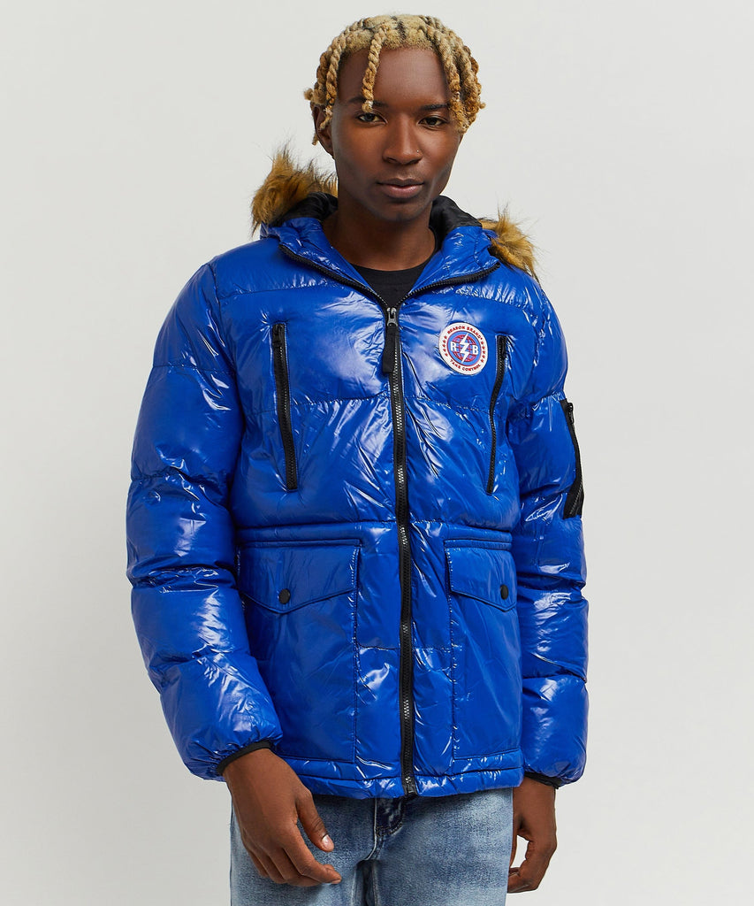 Shiny blue sale puffer jacket