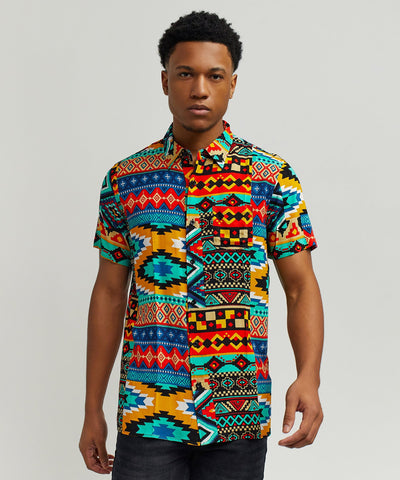 Aztec Print Short Sleeve Shirt